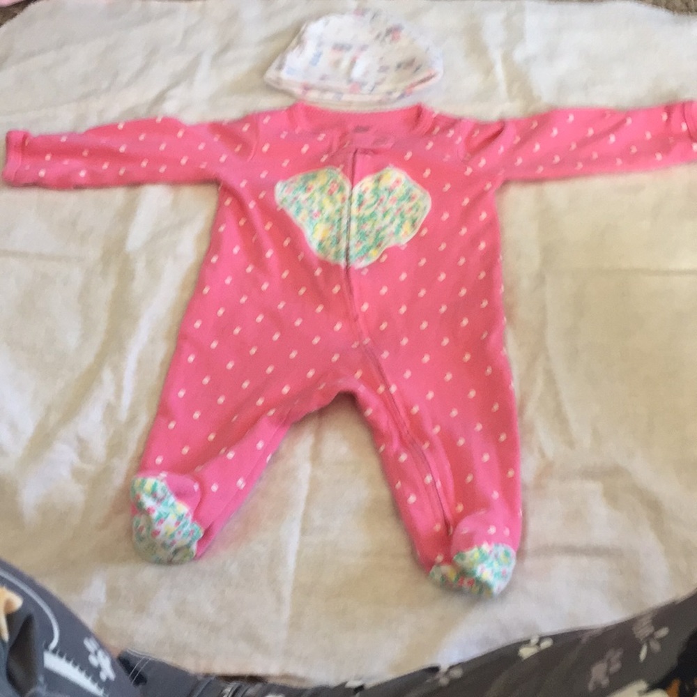 Pink heart Pajamas with kitty hat